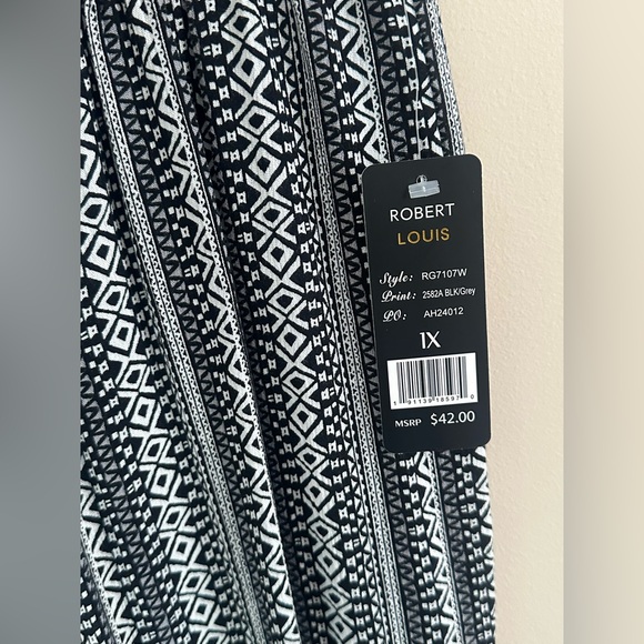 NWT Women's Robert Louis Wide Leg Geometric Aztec 100% Rayon Dress Pants Size 1X - Picture 4 of 8